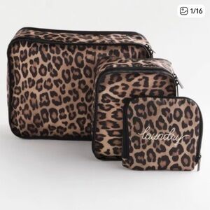 Chicos Leopard Print Travel Packing Cubes NWT